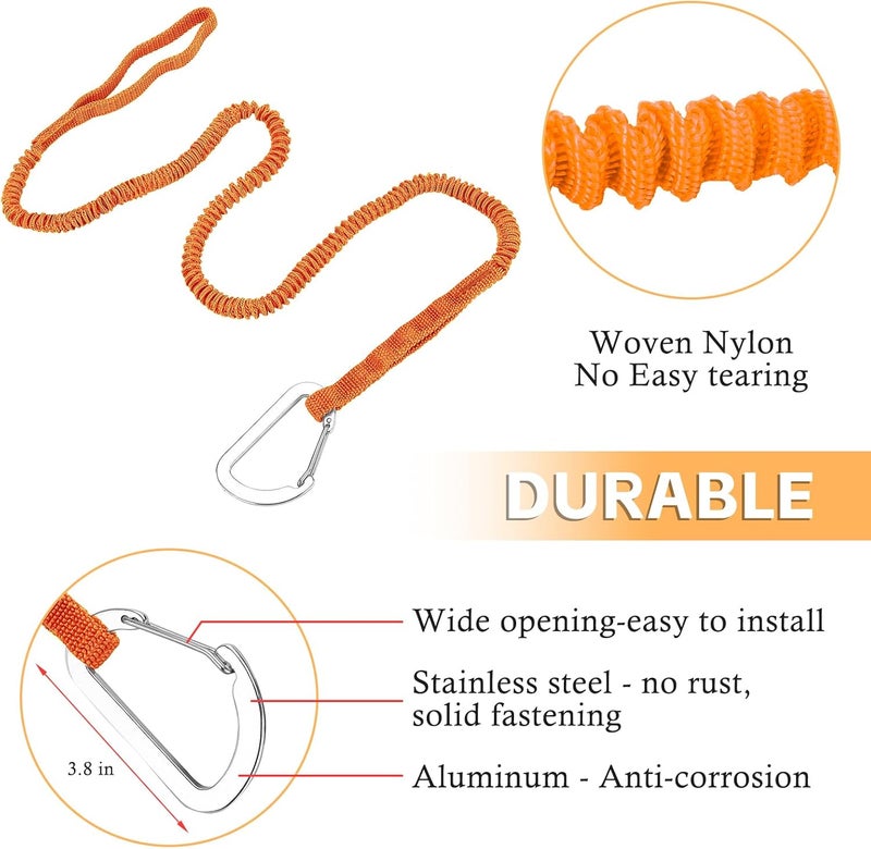 NVAAV 1/2/4 Pack Kayak Paddle Board Tether Leash Stretchable Strap Lanyard Rope, 3.3-7 Feet with Carabiner for SUP Kayaking Boating Canoeing Fishing Pole Rod or Other Gear - Image 3